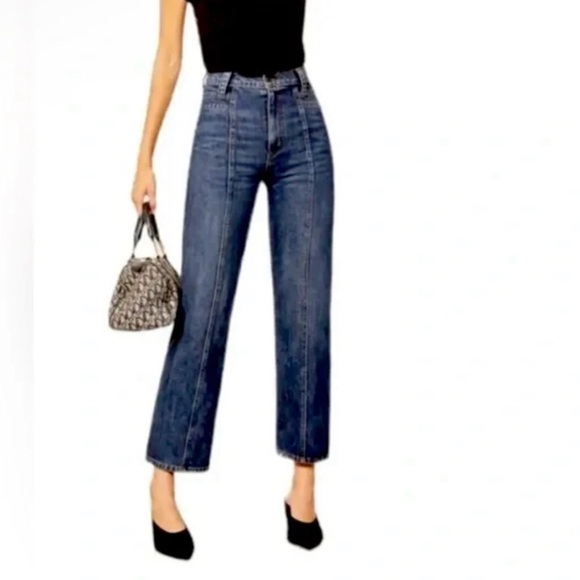 Reformation 70's High Rise Stud Jeans in Medium Wash - Picture 10 of 10